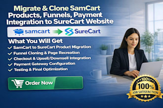 migrate clone samcart products funnels payment integration to surecart website