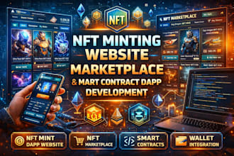 develop nft minting websites marketplace, smart contract minting dapp website