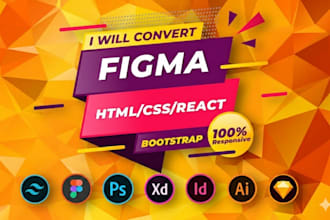 convert figma designs to responsive HTML CSS react websites