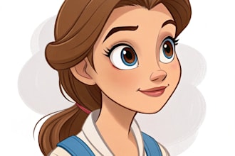 draw portrait in semi realism disney cartoon style
