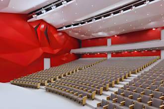 design 3d auditorium, event hall, exhibition hall, conference centres