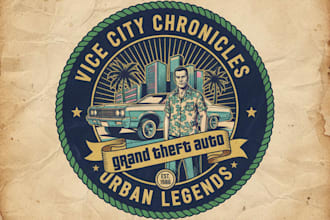 design retro style gta logo for youtube twitch and esports