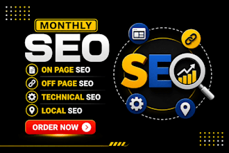 do monthly SEO on page off page and technical for  website