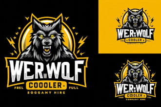 design a fierce werewolf mascot logo with t shirt