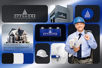 design real estate construction roofing realtor property logo and branding