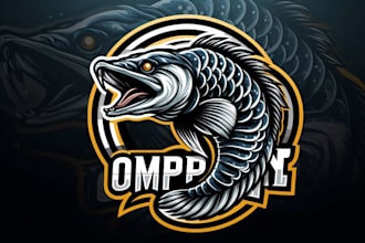 design an arowana predator fish mascot logo with t shirt design
