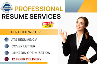 deliver 12 hour modern resume writing and CV writing services