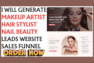 generate makeup artist hair stylist nail studio leads and build beauty website
