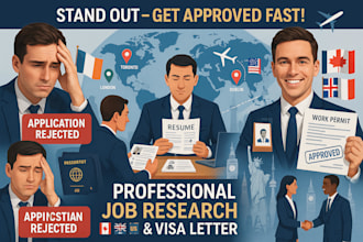 write job research and application letter for canada, ireland US, UK work permit