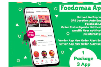 build foodomaa mobile app, website with alert sound notification