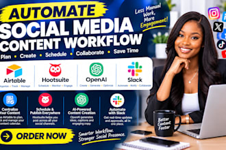 automate social media content workflow with airtable hootsuite openai slack
