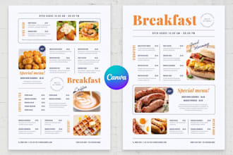 design canva restaurant menu, cafe menu, tv bar menu price list with qr code