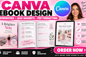 design canva ebook, canva work book, lead magnet ebook, PDF formatting