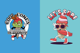 design cute illustration cupcake food ice cream logo