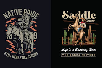 make vector illustration of cowboy riding horse logo
