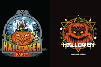 create custom horror halloween pumpkin logo