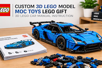 do custom 3d lego model moc toys lego gift 3d lego car manual instruction