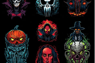 design custom made halloween, horror logo