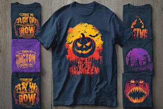 do custom halloween scary spooky horror t shirt design