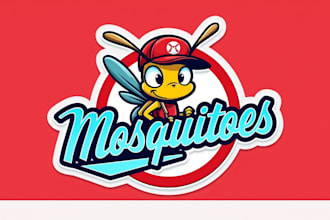 design realistic mosquito baseball mascot logo  with unlimited revision