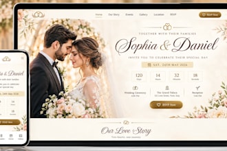 design a modern wedding invitation landing page in wordpress