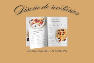 design recetarios, recipes ebook, cookbook on canva