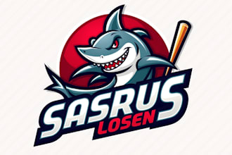 make eye catching shark baseball mascot logo  with unlimited revision