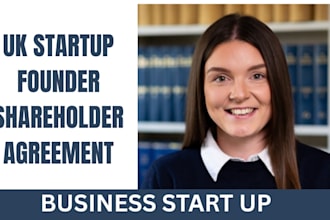 draft UK startup founder and shareholder agreement as a online legal lawyer