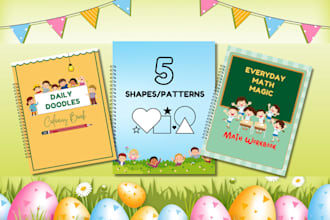 create kids workbook, math worksheet, flashcards, activity book