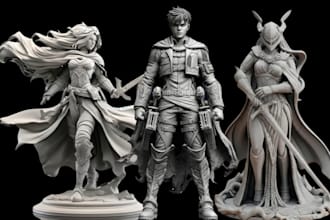 create custom 3d anime figure, stl 3d printable collectible mode