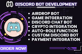 build custom discord bot airdrop moderation bot crypto game chatbot autorole bot