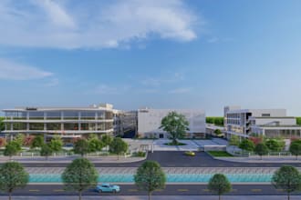 design and render factory or industrial building exterior