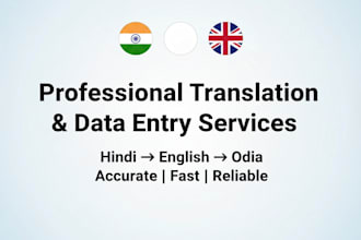 translate between hindi, odia, and english and handle excel data work