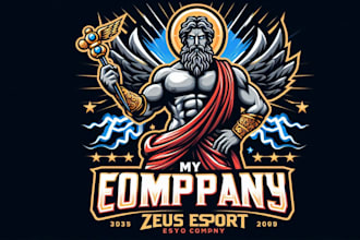 design premium vintage zeus esport mascot logo t shirt design