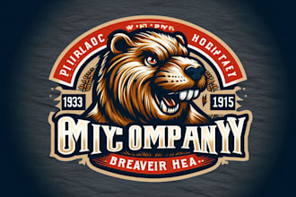 design premium vintage breaver head mascot logo t shirt design