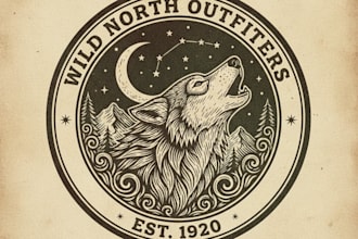 design vintage wolf logo