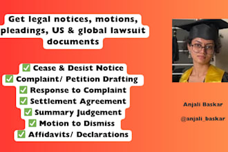 draft legal notices, motions, pleadings, lawsuit documents