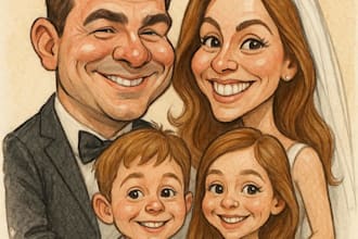 draw caricatures for couples, families, weddings
