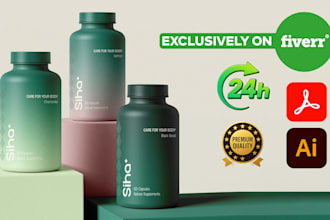 design supplement label and product packaging with 3d mockup