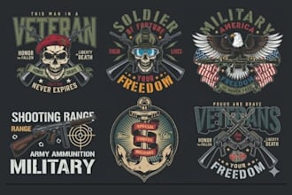 create a professional army, military, or skull logo in 1 day