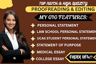 proofread and edit your personal statement for college admission scholarship sop