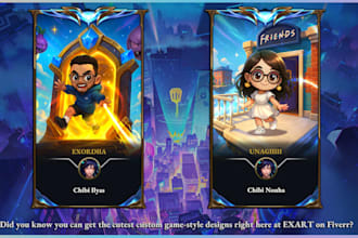 create custom chibi gaming portrait lol tft valorant hand drawn no ai