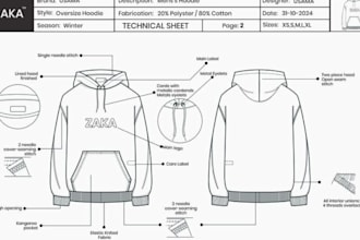 fashion apparel tech pack clothing technical sketch digital illustration doodle