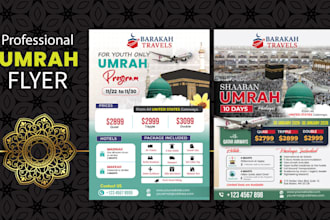 design professional umrah, hajj, and islamic event flyers or posters