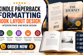 do kindle paperback formatting book layout design, interior page and book design