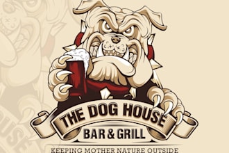 design a vintage mascot logo for your premium restaurant or beer bar