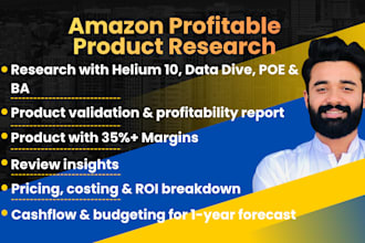 do amazon product and market research with validation and financial analysis