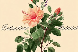 draw botanical illustration of flower illustration, plant illustration, and logo