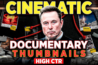 design cinematic faceless youtube thumbnails and documentary thumbnail design