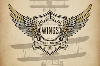 design vintage retro emblem wings logo